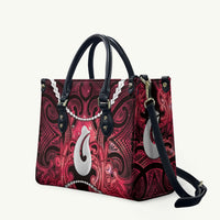 Maori Matariki Hei Matau Whero Leather Bag Maori Kowhaiwhai Pattern Galaxy LT01 Red - Polynesian Pride