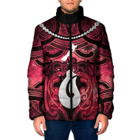 Personalised Maori Matariki Hei Matau Whero Padded Jacket Maori Kowhaiwhai Pattern Galaxy LT01 Men Red - Polynesian Pride