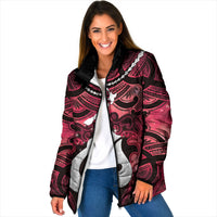 Personalised Maori Matariki Hei Matau Whero Padded Jacket Maori Kowhaiwhai Pattern Galaxy LT01 Women Red - Polynesian Pride