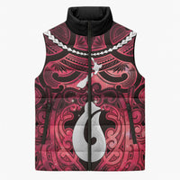 Personalised Maori Matariki Hei Matau Whero Sleeveless Puffer Jacket Maori Kowhaiwhai Pattern Galaxy LT01 Unisex Red - Polynesian Pride