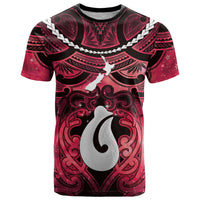 Personalised Maori Matariki Hei Matau Whero T Shirt Maori Kowhaiwhai Pattern Galaxy LT01 Red - Polynesian Pride