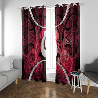 Maori Matariki Hei Matau Whero Window Curtain Maori Kowhaiwhai Pattern Galaxy LT01 With Grommets Red - Polynesian Pride