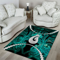 Maori Matariki Hei Matau Turquoise Area Rug Maori Kowhaiwhai Pattern Galaxy LT01 - Polynesian Pride