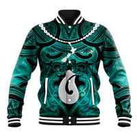 Personalised Maori Matariki Hei Matau Turquoise Baseball Jacket Maori Kowhaiwhai Pattern Galaxy LT01 Unisex Turquoise - Polynesian Pride