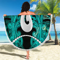 Maori Matariki Hei Matau Turquoise Beach Blanket Maori Kowhaiwhai Pattern Galaxy LT01 - Polynesian Pride