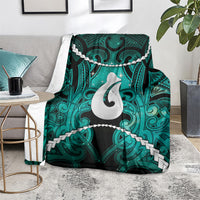Maori Matariki Hei Matau Turquoise Blanket Maori Kowhaiwhai Pattern Galaxy LT01 - Polynesian Pride
