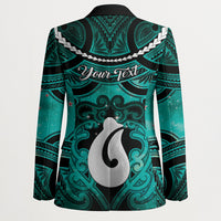 Personalised Maori Matariki Hei Matau Turquoise Blazer Maori Kowhaiwhai Pattern Galaxy LT01 - Polynesian Pride