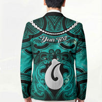 Personalised Maori Matariki Hei Matau Turquoise Blazer Maori Kowhaiwhai Pattern Galaxy LT01 - Polynesian Pride