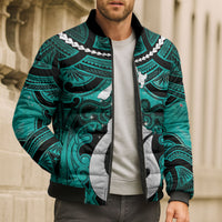 Personalised Maori Matariki Hei Matau Turquoise Bomber Puffer Jacket Maori Kowhaiwhai Pattern Galaxy LT01 - Polynesian Pride