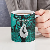 Personalised Maori Matariki Hei Matau Turquoise Ceramic Mug Maori Kowhaiwhai Pattern Galaxy LT01 - Polynesian Pride