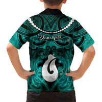 Personalised Maori Matariki Hei Matau Turquoise Family Matching Tank Maxi Dress and Hawaiian Shirt Maori Kowhaiwhai Pattern Galaxy