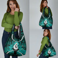 Maori Matariki Hei Matau Turquoise Grocery Bag Maori Kowhaiwhai Pattern Galaxy LT01 - Polynesian Pride