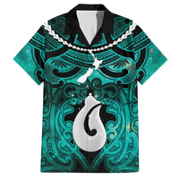 Personalised Maori Matariki Hei Matau Turquoise Hawaiian Shirt Maori Kowhaiwhai Pattern Galaxy LT01 Turquoise - Polynesian Pride