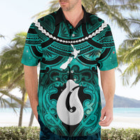 Personalised Maori Matariki Hei Matau Turquoise Hawaiian Shirt Maori Kowhaiwhai Pattern Galaxy LT01 - Polynesian Pride
