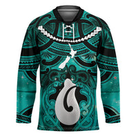 Personalised Maori Matariki Hei Matau Turquoise Hockey Jersey Maori Kowhaiwhai Pattern Galaxy LT01 Unisex Turquoise - Polynesian Pride
