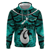 Personalised Maori Matariki Hei Matau Turquoise Hoodie Maori Kowhaiwhai Pattern Galaxy LT01 Pullover Hoodie Turquoise - Polynesian Pride