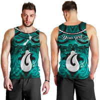 Personalised Maori Matariki Hei Matau Turquoise Men Tank Top Maori Kowhaiwhai Pattern Galaxy LT01 - Polynesian Pride