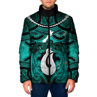 Personalised Maori Matariki Hei Matau Turquoise Padded Jacket Maori Kowhaiwhai Pattern Galaxy LT01 Men Turquoise - Polynesian Pride