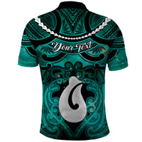 Personalised Maori Matariki Hei Matau Turquoise Polo Shirt Maori Kowhaiwhai Pattern Galaxy