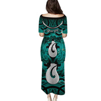 Personalised Maori Matariki Hei Matau Turquoise Puletasi Maori Kowhaiwhai Pattern Galaxy LT01 - Polynesian Pride