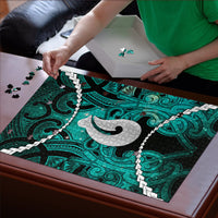 Maori Matariki Hei Matau Turquoise Puzzle Maori Kowhaiwhai Pattern Galaxy LT01 - Polynesian Pride