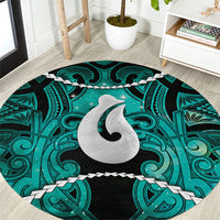 Maori Matariki Hei Matau Turquoise Round Carpet Maori Kowhaiwhai Pattern Galaxy LT01 Turquoise - Polynesian Pride