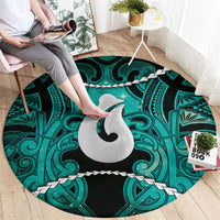 Maori Matariki Hei Matau Turquoise Round Carpet Maori Kowhaiwhai Pattern Galaxy LT01 - Polynesian Pride