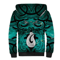 Personalised Maori Matariki Hei Matau Turquoise Sherpa Hoodie Maori Kowhaiwhai Pattern Galaxy LT01 - Polynesian Pride