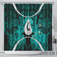 Maori Matariki Hei Matau Turquoise Shower Curtain Maori Kowhaiwhai Pattern Galaxy LT01 - Polynesian Pride