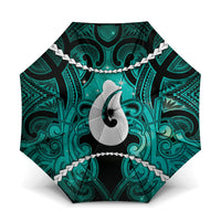 Maori Matariki Hei Matau Turquoise Umbrella Maori Kowhaiwhai Pattern Galaxy LT01 One Size Folded 11.42 inch Opened Diameter 37.4 inch Turquoise - Polynesian Pride