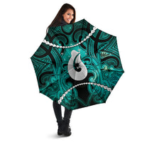 Maori Matariki Hei Matau Turquoise Umbrella Maori Kowhaiwhai Pattern Galaxy LT01 - Polynesian Pride