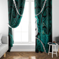 Maori Matariki Hei Matau Turquoise Window Curtain Maori Kowhaiwhai Pattern Galaxy LT01 - Polynesian Pride