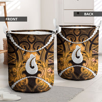 Maori Matariki Hei Matau Kowhai Laundry Basket Maori Kowhaiwhai Pattern Galaxy LT01 - Polynesian Pride