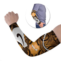 Personalised Maori Matariki Hei Matau Kowhai Arm Sleeves Maori Kowhaiwhai Pattern Galaxy LT01 Set of 2 Yellow - Polynesian Pride