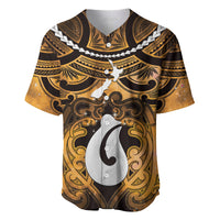 Personalised Maori Matariki Hei Matau Kowhai Baseball Jersey Maori Kowhaiwhai Pattern Galaxy LT01 Yellow - Polynesian Pride
