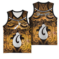 Personalised Maori Matariki Hei Matau Kowhai Basketball Jersey Maori Kowhaiwhai Pattern Galaxy LT01 - Polynesian Pride