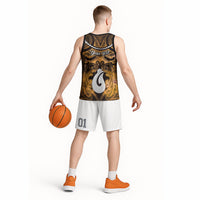 Personalised Maori Matariki Hei Matau Kowhai Basketball Jersey Maori Kowhaiwhai Pattern Galaxy LT01 - Polynesian Pride