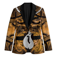 Personalised Maori Matariki Hei Matau Kowhai Blazer Maori Kowhaiwhai Pattern Galaxy LT01 Unisex Yellow - Polynesian Pride