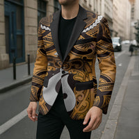 Personalised Maori Matariki Hei Matau Kowhai Blazer Maori Kowhaiwhai Pattern Galaxy LT01 - Polynesian Pride