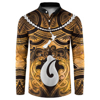 Personalised Maori Matariki Hei Matau Kowhai Button Sweatshirt Maori Kowhaiwhai Pattern Galaxy LT01 Yellow - Polynesian Pride