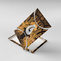 Maori Matariki Hei Matau Kowhai Canvas Wall Art Maori Kowhaiwhai Pattern Galaxy LT01 With Frame Yellow - Polynesian Pride