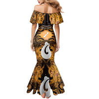 Personalised Maori Matariki Hei Matau Kowhai Family Matching Mermaid Dress and Hawaiian Shirt Maori Kowhaiwhai Pattern Galaxy