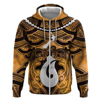 Personalised Maori Matariki Hei Matau Kowhai Hoodie Maori Kowhaiwhai Pattern Galaxy LT01 Zip Hoodie Yellow - Polynesian Pride