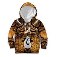 Personalised Maori Matariki Hei Matau Kowhai Kid Hoodie Maori Kowhaiwhai Pattern Galaxy LT01 Hoodie Yellow - Polynesian Pride
