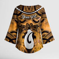 Personalised Maori Matariki Hei Matau Kowhai Kimono Sleeve Blouse Maori Kowhaiwhai Pattern Galaxy LT01 - Polynesian Pride