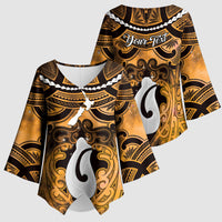 Personalised Maori Matariki Hei Matau Kowhai Kimono Sleeve Blouse Maori Kowhaiwhai Pattern Galaxy LT01 - Polynesian Pride