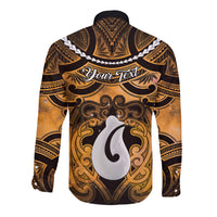 Personalised Maori Matariki Hei Matau Kowhai Long Sleeve Button Shirt Maori Kowhaiwhai Pattern Galaxy