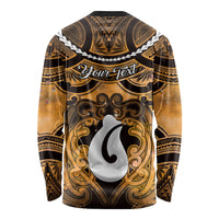 Personalised Maori Matariki Hei Matau Kowhai Long Sleeve Shirt Maori Kowhaiwhai Pattern Galaxy LT01 - Polynesian Pride