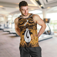 Personalised Maori Matariki Hei Matau Kowhai Men Tank Top Maori Kowhaiwhai Pattern Galaxy LT01 Yellow - Polynesian Pride