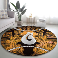 Maori Matariki Hei Matau Kowhai Round Carpet Maori Kowhaiwhai Pattern Galaxy LT01 - Polynesian Pride